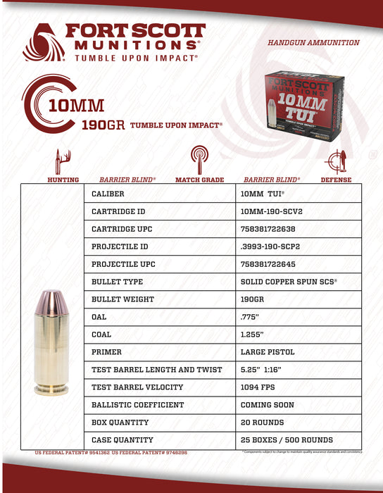 10MM SCS® TUI® - 190Gr Solid Copper Ammo