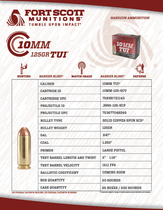 10MM SCS® TUI® - 125Gr Solid Copper Ammo