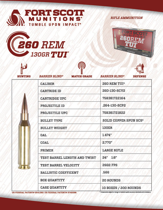260 REM SCS® TUI® - 130GR Solid Copper Ammo