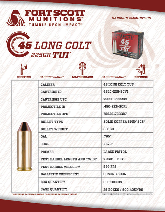 45 Long Colt TUI® - 225Gr Solid Copper Ammo