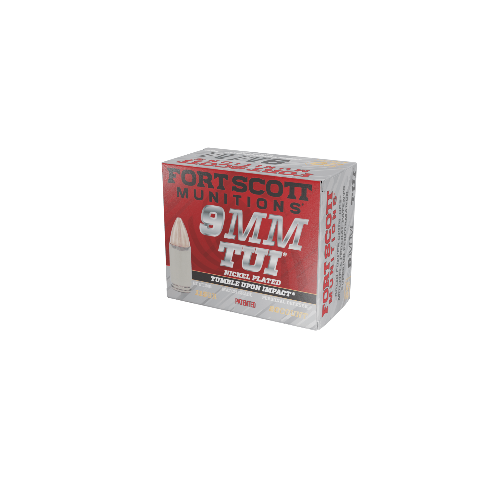 115gr Solid Copper Nickel Plated 9mm Ammo - Fort Scott Munitions