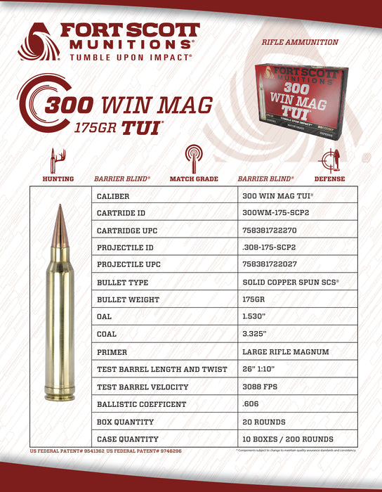 300 WIN MAG SCS® TUI® - 175GR Ammo