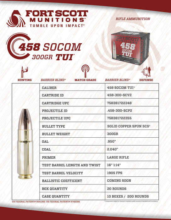 458 SOCOM SCS® TUI® - 300GR Ammo