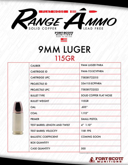 9MM LUGER 115GR FNRA 500CT