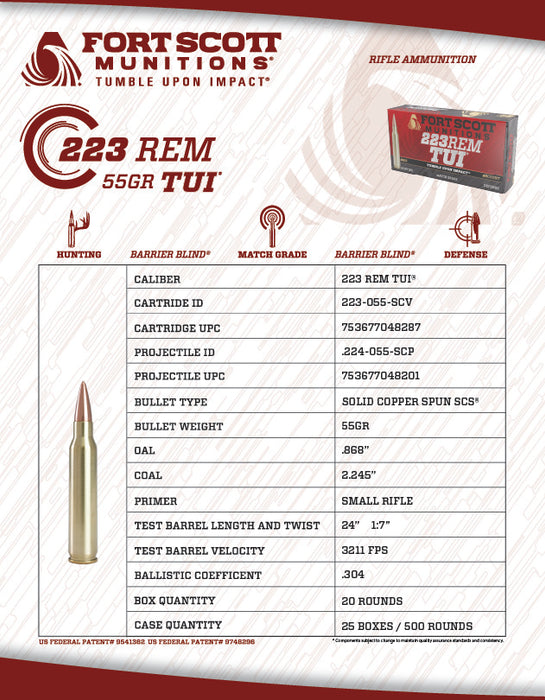 223 Rem SCS® TUI® - 55Gr Ammo