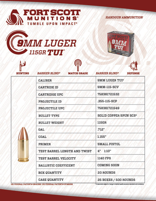 9MM Luger TUI® - 115Gr Ammo